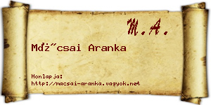 Mácsai Aranka névjegykártya