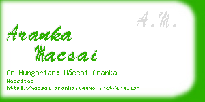 aranka macsai business card