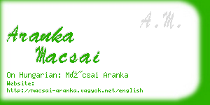 aranka macsai business card